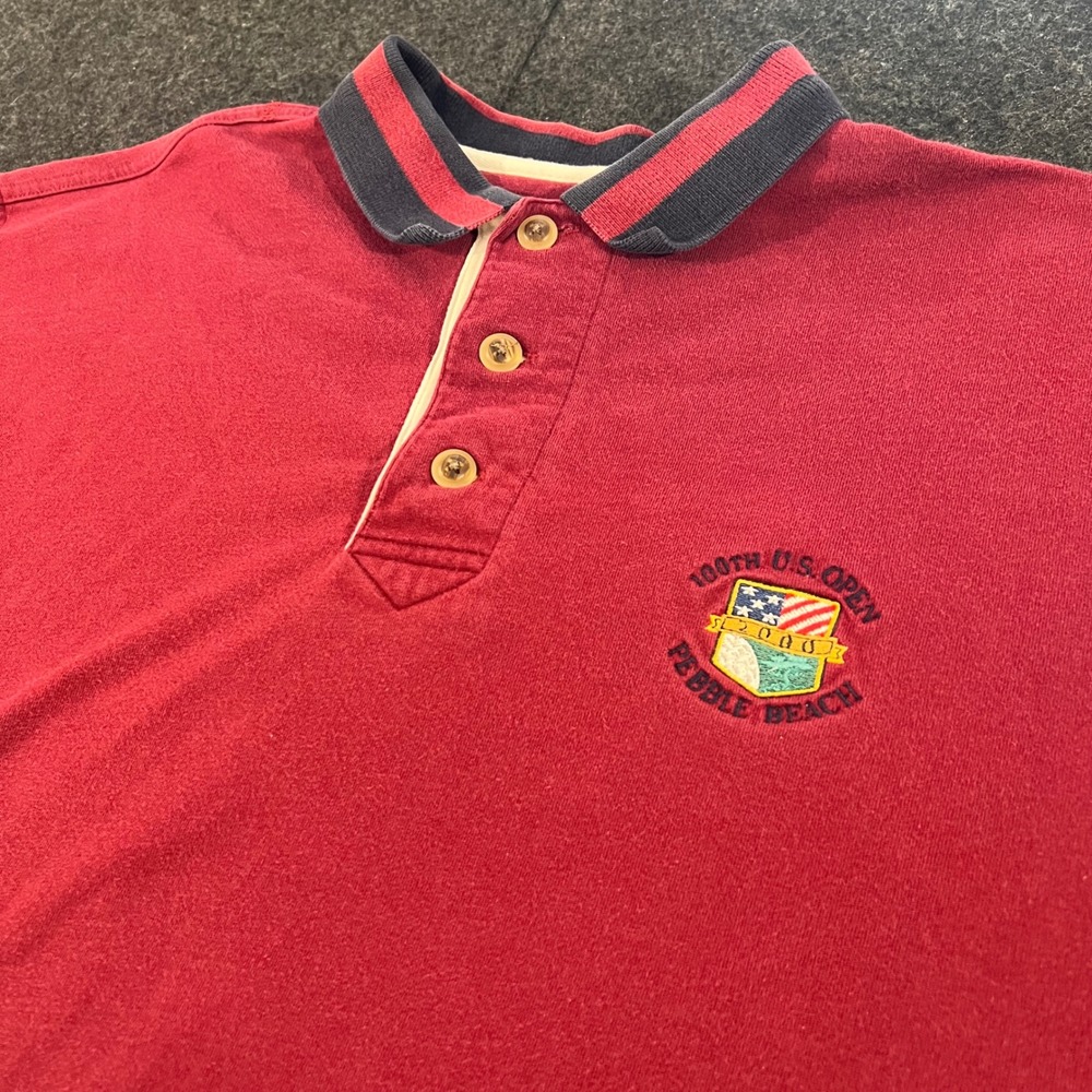 Cutter & Buck Polo Shirt Mens L Red 100th US Open Pebble Beach 2000 Golf Vintage